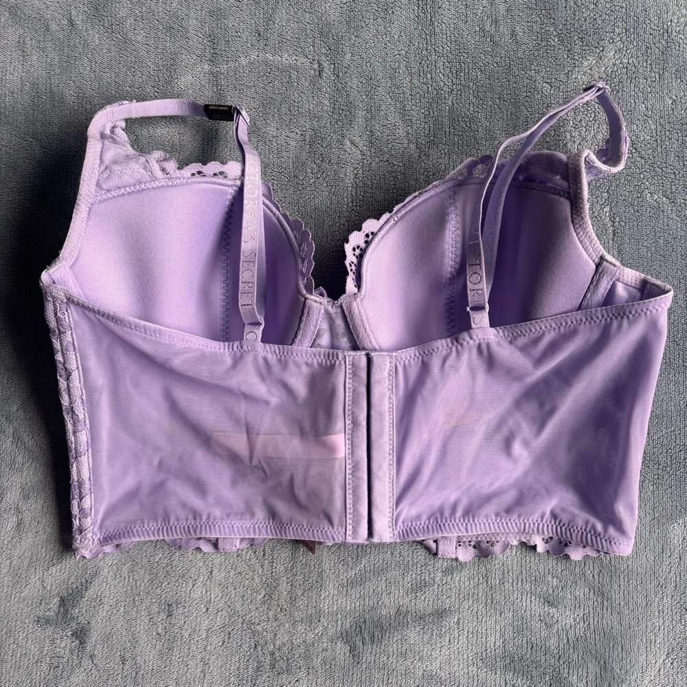 Victoria’s Secret Bra Lace Purple Bustier Corset Lingerie Bralette Size 36 B-NWT - Picture 2 of 5